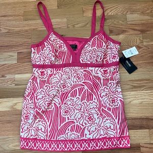 NWT Nicole by Nicole Miller Spaghetti Strap Cami Size 14 Pink/Cream Poly Blend